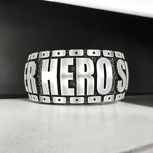Super Hero Ring 925 Sterling Silver Iconic Design Handmade Artisan Crafted Unique Statement Jewelry for Men and Women Comic Fan Gift
