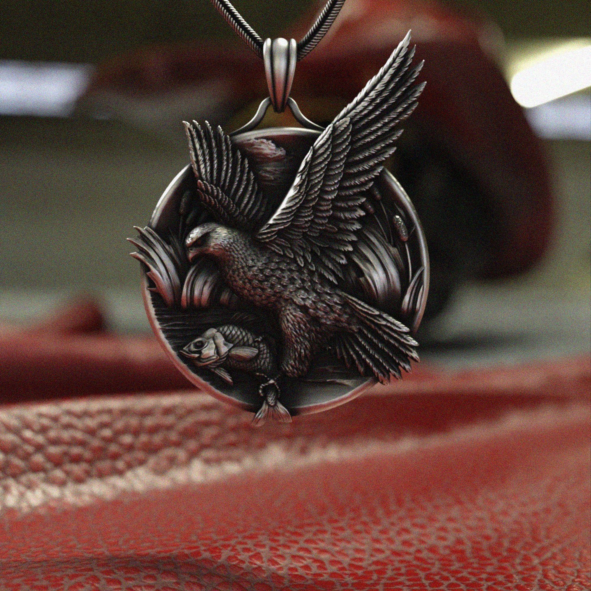 アクセサリー vintage necklace top silver925 eagle 925 Sterling Silver Eagle Head Pendant Men, Oxidized Wild Bird