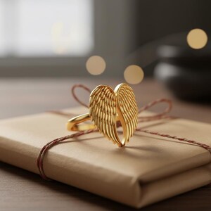 Angel Wings Ring 925 Sterling Silver Rose Gold Plated Guardian Angel Memorial Jewelry Spiritual Gift for Her image 6
