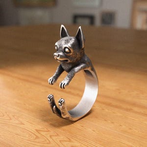 Chihuahua Dog Silver Ring, 925 Sterling Handcrafted Jewelry, Unisex Pet-Themed Gift for Dog Lovers Adorable Animal-Inspired Design Accessory