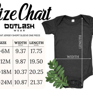 the size chart for a baby bodysuit