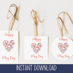 Étiquette imprimable pour panier du 1er mai | Mignonne étiquette printanière I Étiquette 1er mai I Étiquette imprimable 1er mai