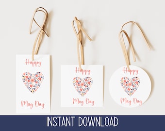Printable May Day Basket Label | Cute Spring Tag Design I May Day Tag I Printable May Day Tag
