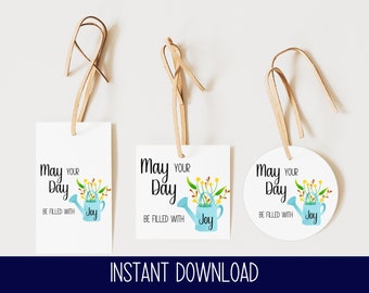 Simple May Day Gift Tag Printable I May Day Basket Hanging Tag I Print at Home May Day Gift Tag