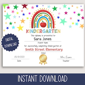 Personalized Graduation Diploma Template | Personalize with Canva | Ideal for Preschool, Homeschool, Day Care & Elementary School Kids