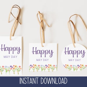 Étiquette imprimable pour panier du 1er mai | Mignonne étiquette printanière Étiquette Ier mai