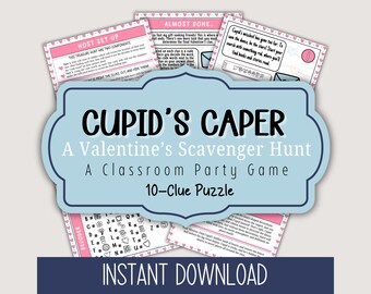 Valentine's Day Scavenger Hunt for Kids | Printable Indoor Game | Fun Valentine Activity I Classroom Party Game
