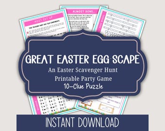 Easter Indoor Scavenger Hunt | Kids 10 Clue Treasure Hunt | Easter Bunny Printable Game I Indoor Treasure Hunt I Fun Easter Games for Kids