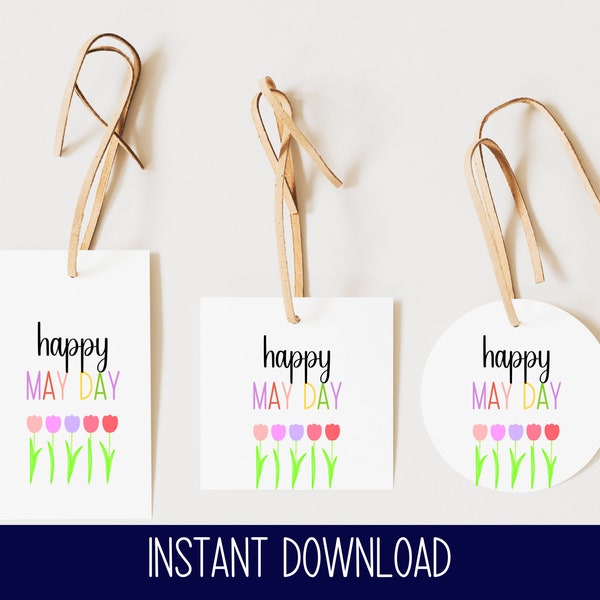 Printable May Day Basket Label | Cute Spring Tag Design I May Day Tag I Printable May Day Tag