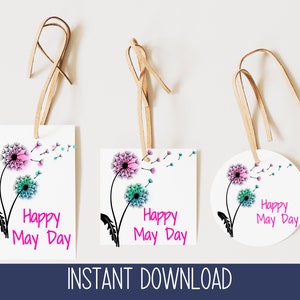 Étiquette imprimable pour panier du 1er mai | Mignonne étiquette printanière Étiquette Ier mai