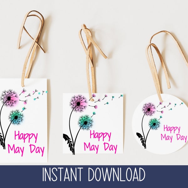 Printable May Day Basket Label | Cute Spring Tag Design I May Day Tag