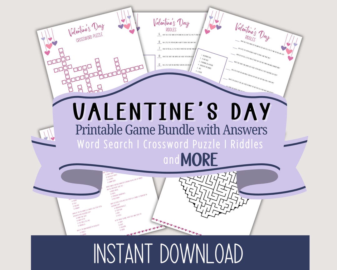 Valentine's Day With Our Printable Games Bundle - Includes Answer Keys ...