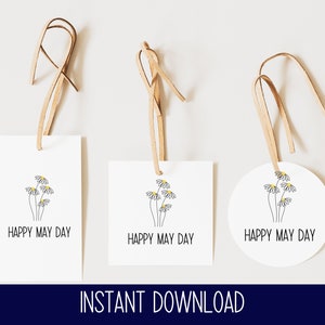 Étiquette-cadeau 1er mai à imprimer pour le 1er mai : panier suspendu à imprimer à la maison Étiquette-cadeau 1er mai