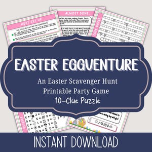 Easter Indoor Scavenger Hunt | 10 Clue Treasure Hunt for Kids | Easter Bunny Printable Game I Indoor Treasure Hunt I Easter Games for Kids
