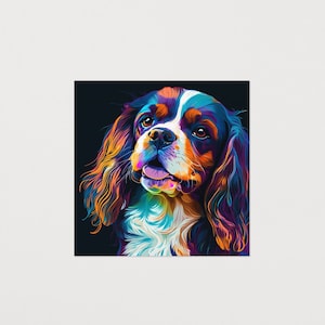 Cavalier King Charles Spaniel Wall Print | Abstract Color Pop Cavalier Spaniel Art Print | Spaniel Poster | Unique and Modern Dog Art