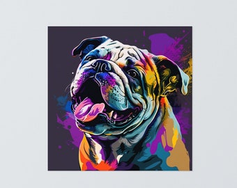 Colorful Abstract English Bulldog Poster - Unique Dog Wall Art Print for Animal Lovers