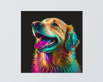Buntes abstraktes Golden Retriever Poster - Einzigartiger Wand Kunst Druck für Hundeliebhaber