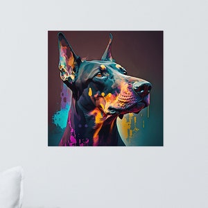 Doberman Wall Print | Abstract Color Pop Doberman Pinscher Art Print | Doberman Poster | Unique and Modern Dog Art