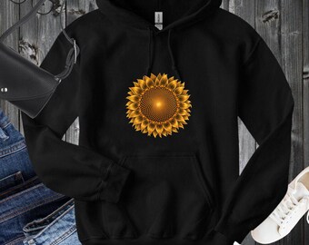 Fibonacci Sunflower Inspired Hoodie, Golden Ratio Spiral Math Sweatshirt, Math Teacher Gift, Botanical Science Hoodie