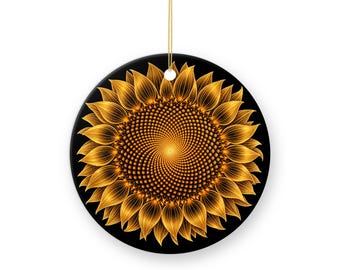 Fibonacci Sunflower Inspired Ornament, Golden Ratio Spiral Christmas Ornament, Botanical Math Gift, Math Teacher Xmas Gift, Geek Tree Decor