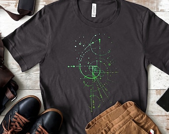Green Fibonacci Golden Spiral T-Shirt: Nature Graphic Organic Cotton Tee