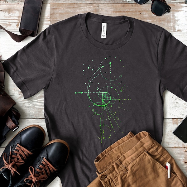 Grün Fibonacci Golden Spiral T-Shirt: Natur Grafik T-Shirt aus Bio-Baumwolle