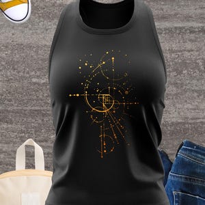 Fibonacci Celestial Woman Racerback Tank Top | golden circles | spiritual | tee | Personalization
