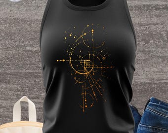 Fibonacci Celestial Woman Racerback Tank Top | golden circles | spiritual | tee | Personalization