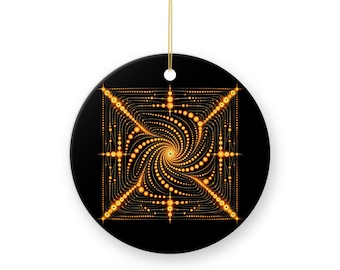 Ulam Spiral Inspired Golden Vortex Ornament, Prime Number Christmas Ornament, Math Teacher Xmas Gift, Number Theory Geek Tree Decor