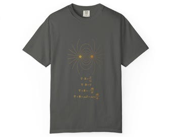 Maxwell's Equations Shirt, Electromagnetism Field Lines Garment Dyed Heavyweight Tee, Physics Teacher Gift, Electrical Engineer Gift