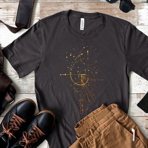 Fibonacci-T-shirt | hemels T-shirt | shirt met gouden cirkels | spiritueel t-shirt voor vrouw voor man