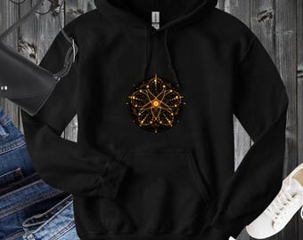 Venus Orbit Inspired Golden Flower Hoodie, Planetary Dance Astronomy Sweatshirt, Physics Gift, Space Geometry Science Hoodie