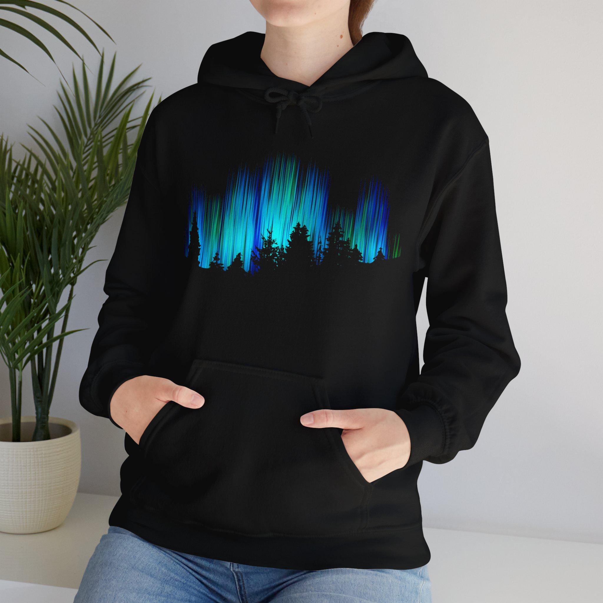 Aurora Borealis Ray Hoodie, Northern Lights Sweatshirt, Nature Art Clothing, Winter Sky Hoodie, Cozy Nature Sweatshirt