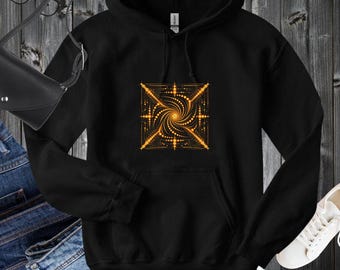 Ulam Spiral Inspired Golden Vortex Hoodie, Prime Number Math Sweatshirt, Math Teacher Gift, Geek Number Theory Hoodie