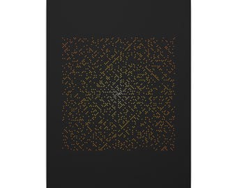 Ulam Spiral Prime Number Wall Art, Gold on Black Canvas Print (12x16)