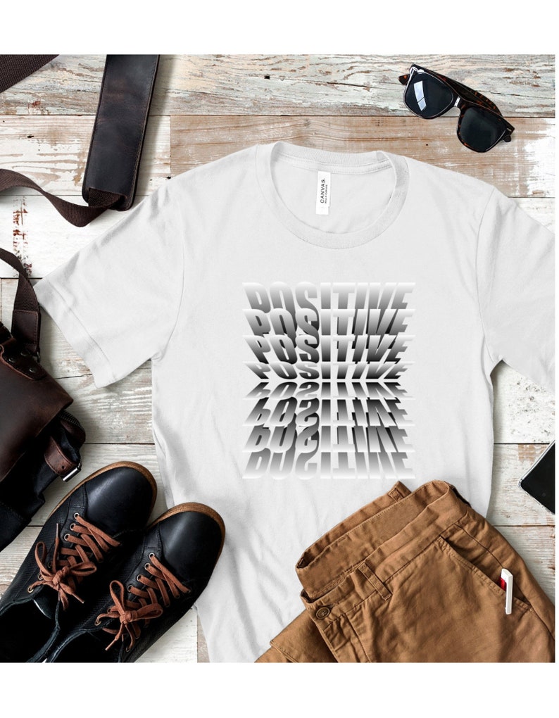 Positive Word T-Shirt: 3D Typography Graphic Tee image 2