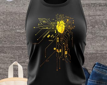 Digital heart Celestial Woman Racerback Tank Top | golden circles | spiritual | tee
