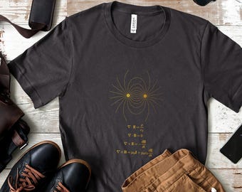 Maxwell's Equations Shirt, Electromagnetism Field Lines Garment Dyed Heavyweight Tee, Physics Teacher Gift, Electrical Engineer Gift