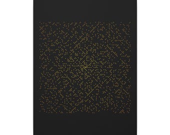 Ulam Spiral Prime Number Wall Art, Gold on Black Canvas Print (12x16)