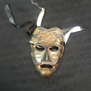Vintage Abstract Enesco Brass Drama Face Mask