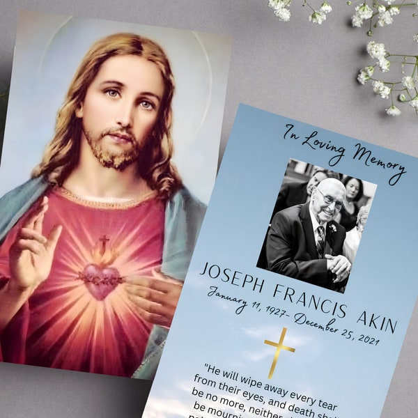 Prayer Cards, Sacred Heart of Jesus, Memorial Cards, Catholic Prayer Cards, Customizable Prayer Card, Funeral Cards, Prayer Card Template