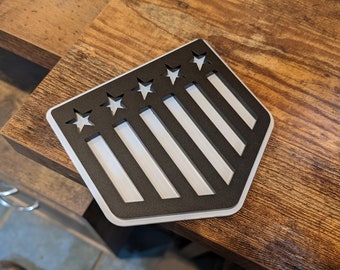 Par de insignias para guardabarros: estrellas y rayas, compatible con Bronco® Big Bend® 2021+, negro mate sobre blanco