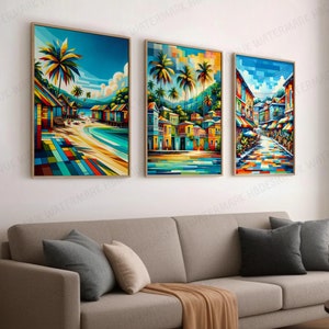 Caribbean Travel Poster Prints - Set of 3 Posters | Wall Art Decor | Travel Poster | Bedroom Illustration | Artwork Gift | Living Room Gifts