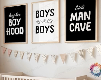 Prints kinderkamer: set van 3 posters | Little Man-grotkamerdecoratie | Muurkunst jongens slaapkamer | Cadeau poster speelkamer | Lang leve de jeugd