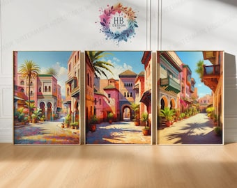 Morocco Travel Poster Prints - Set of 3 Posters | Wall Art Decor | Travel Poster | Marrakesh Illustration | Artwork Gift | Living Room Gifts