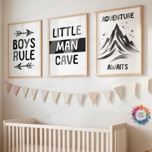 Set di stampe Little Man Cave - 3 poster / Regalo per baby shower / Decorazioni per la cameretta dei bambini / Stampa per la camera dei bambini / Poster per la sala giochi / Poster per ragazzi