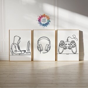 Minimalist Gaming Posters - Set of 3 Gamer Prints | Boys Bedroom Decor | Gift Artwork | Girls Gaming Room | Kids Video Game Wall Art Print