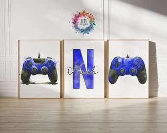 Personalised Gamer Print - Set of 3 Gamer Posters | Game Boys Bedroom Decor | Personalised Poster | Room Decor Print | Video Game Wall Art