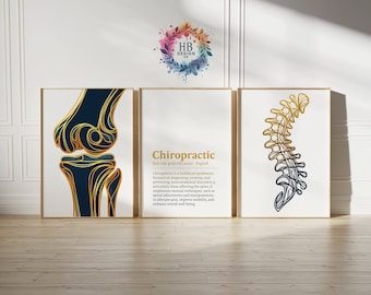 Chiropractic Definition Prints - 3 Line Art Posters | Chiropractor Office Decor | Anatomy Wall Art | Chiro Clinic Artwork | Medical Room