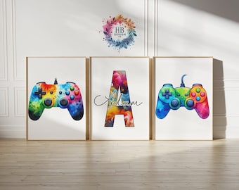 Custom Gaming Posters - Set of 3 Gamer Prints | Game Boys Bedroom Decor | Personalised Poster | Home Room Decor | Video Game Wall Art